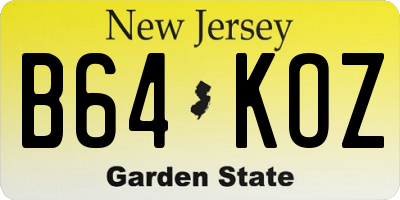 NJ license plate B64KOZ