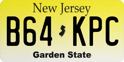 NJ license plate B64KPC