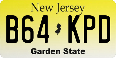 NJ license plate B64KPD