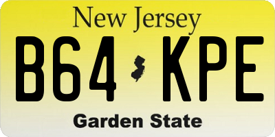 NJ license plate B64KPE