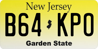 NJ license plate B64KPO
