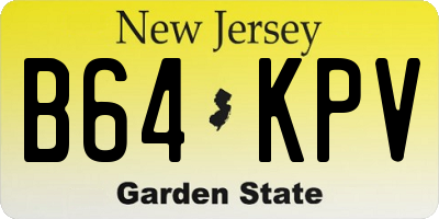 NJ license plate B64KPV