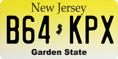 NJ license plate B64KPX
