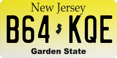 NJ license plate B64KQE