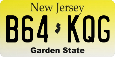 NJ license plate B64KQG