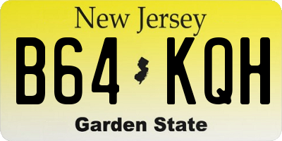 NJ license plate B64KQH