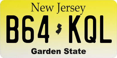 NJ license plate B64KQL