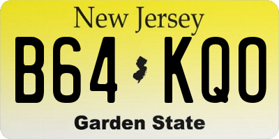 NJ license plate B64KQO