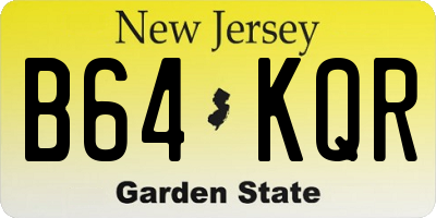 NJ license plate B64KQR