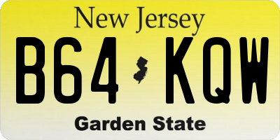 NJ license plate B64KQW