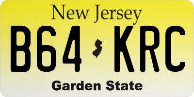 NJ license plate B64KRC