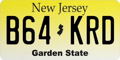 NJ license plate B64KRD
