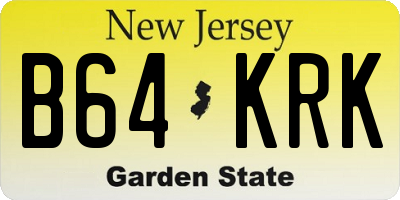 NJ license plate B64KRK