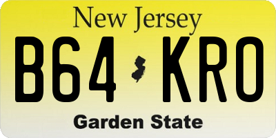 NJ license plate B64KRO