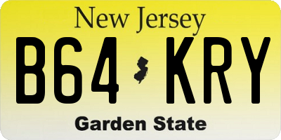 NJ license plate B64KRY