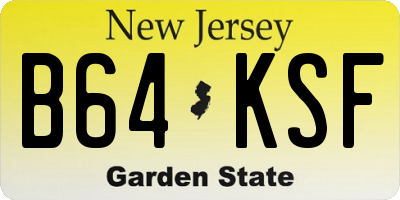 NJ license plate B64KSF