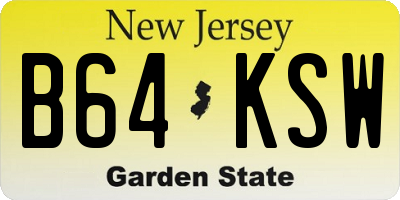 NJ license plate B64KSW
