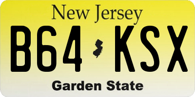 NJ license plate B64KSX