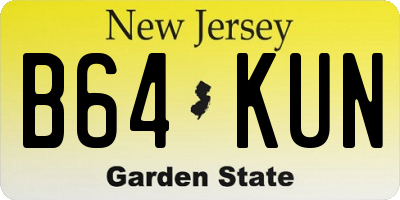NJ license plate B64KUN