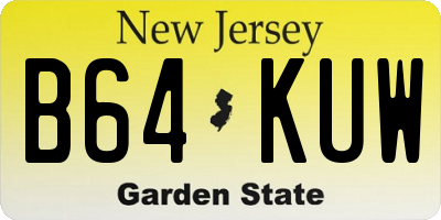 NJ license plate B64KUW