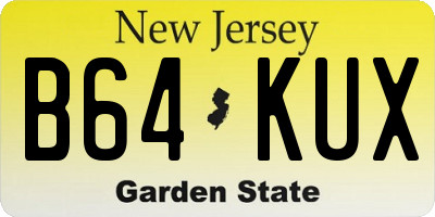 NJ license plate B64KUX