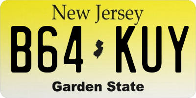 NJ license plate B64KUY