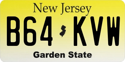 NJ license plate B64KVW