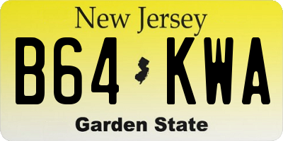 NJ license plate B64KWA