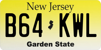 NJ license plate B64KWL