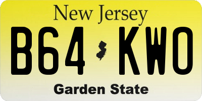 NJ license plate B64KWO