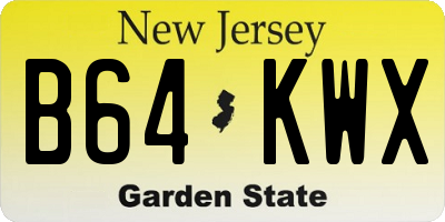 NJ license plate B64KWX