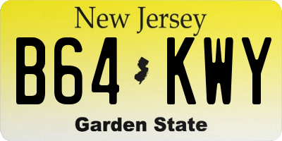 NJ license plate B64KWY