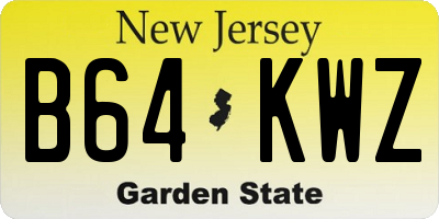 NJ license plate B64KWZ