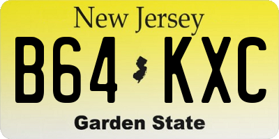 NJ license plate B64KXC