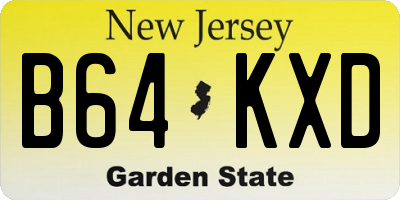 NJ license plate B64KXD