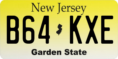 NJ license plate B64KXE