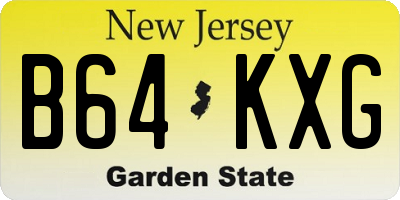 NJ license plate B64KXG
