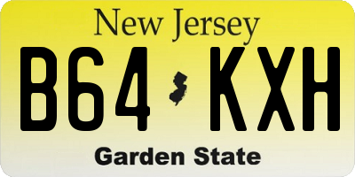 NJ license plate B64KXH