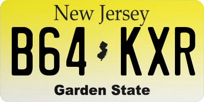 NJ license plate B64KXR