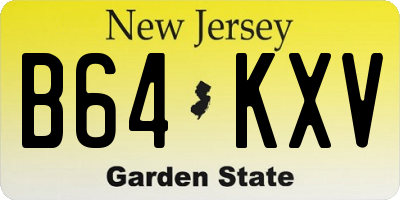 NJ license plate B64KXV