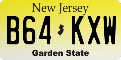 NJ license plate B64KXW