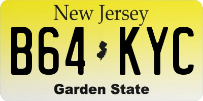 NJ license plate B64KYC