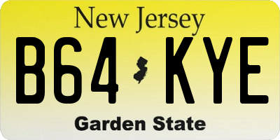 NJ license plate B64KYE
