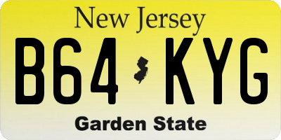 NJ license plate B64KYG