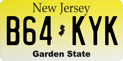 NJ license plate B64KYK