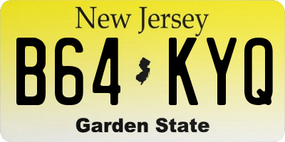 NJ license plate B64KYQ