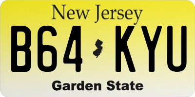 NJ license plate B64KYU
