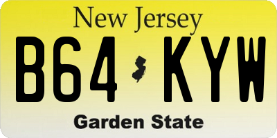 NJ license plate B64KYW