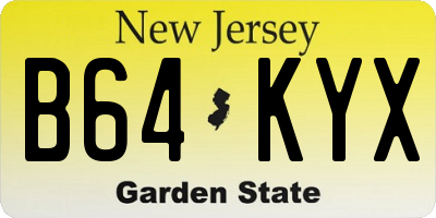 NJ license plate B64KYX