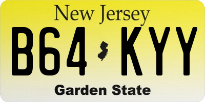 NJ license plate B64KYY